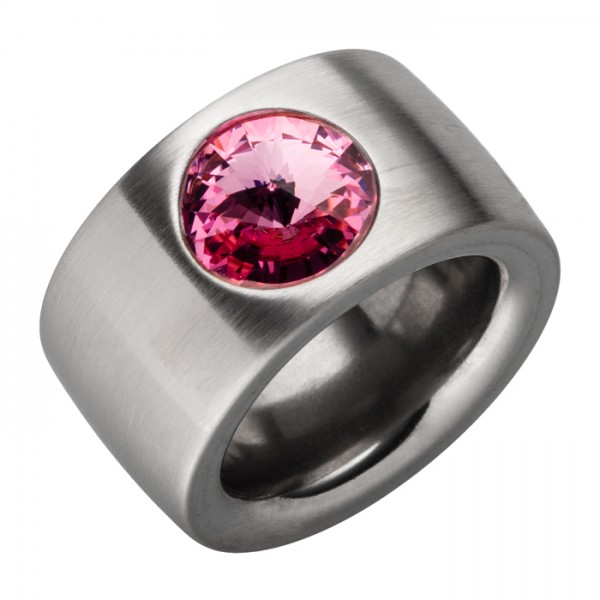 Edelstahlring Swarovskistein in Rosa