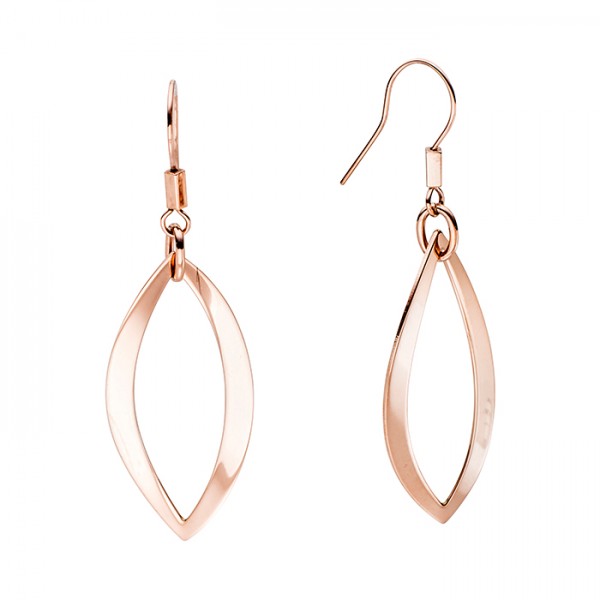 Edelstahlohrring Blattform, rosegold PVD