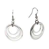 Edelstahlohrringe poliert, vier Kreise Edelstahlohrringe poliert, vier Kreise