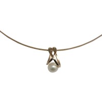 Edelstahlanhänger verkreuzt Rotgold PVD mit Süßwasserperle Edelstahlanhänger verkreuzt Rotgold PVD mit Süßwasserperle