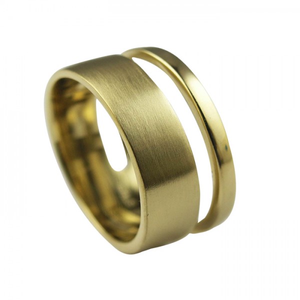 Edelstahlring PVD Gold matt und poliert