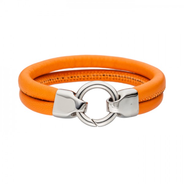 Lederarmband Farbe orange Edelstahlschliesse