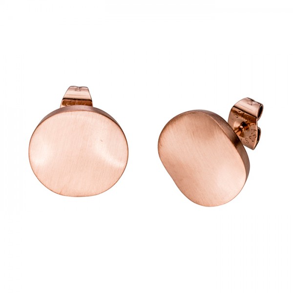 Edelstahl Ohrstecker, Kreis/Welle, Rosegold-PVD, mattiert