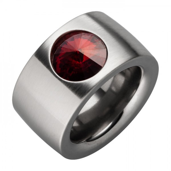 Edelstahlring Swarovskistein Red Magma