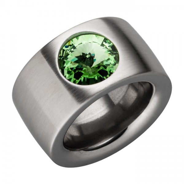 Edelstahlring Swarovskistein Peridot