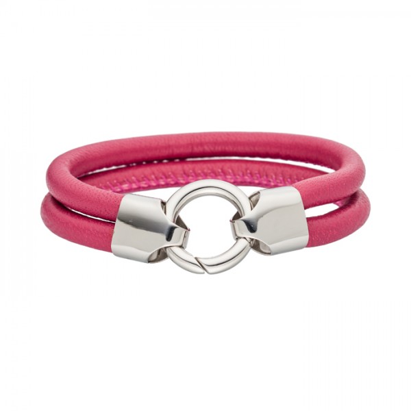 Lederarmband Farbe Fuchsia Edelstahlschliesse