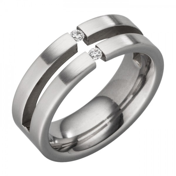 Designerring mit 2 Zirkonia