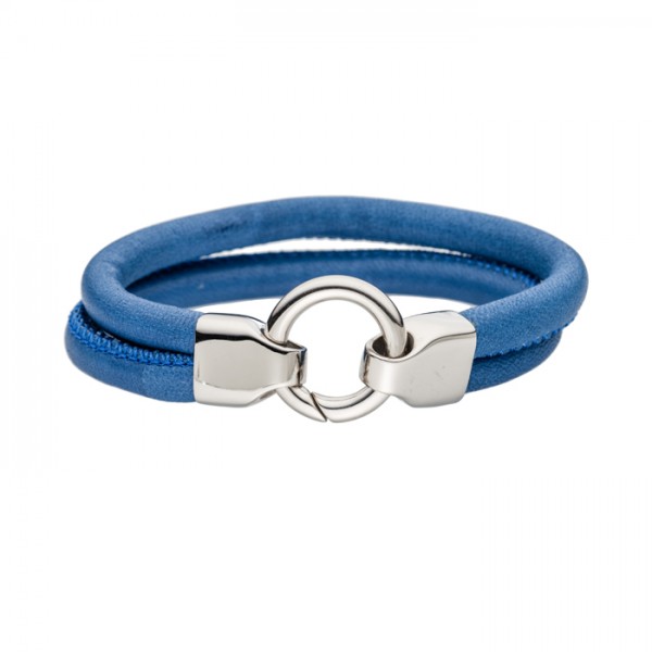 Lederarmband Farbe blau Edelstahlschliesse