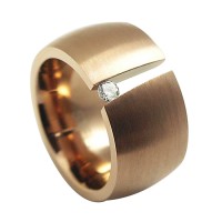 Edelstahlring Rosegold-PVD mattiert, toller Zirkonia Edelstahlring Rosegold-PVD mattiert, toller Zirkonia