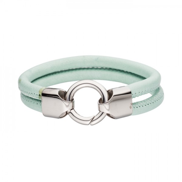 Lederarmband Farbe Mint Edelstahlschliesse